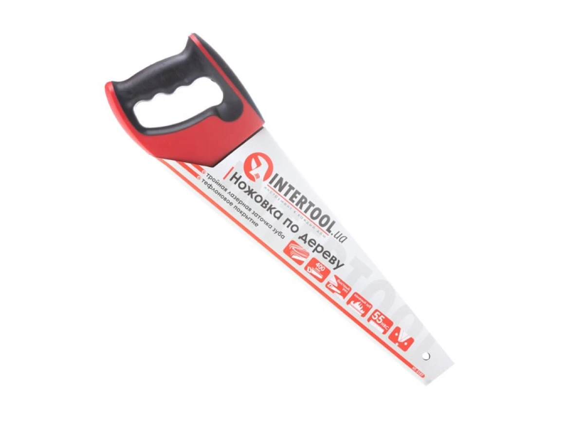 Ножівка по деревині 400 мм з тефлоновим покриттям, з гартованим зубом, потрійне заточування INTERTOOL HT-3107 