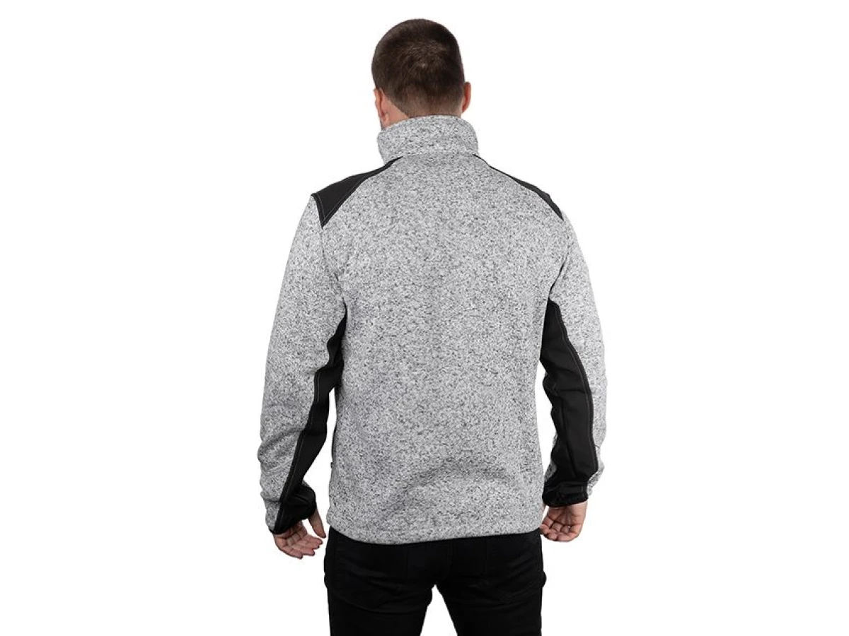 Куртка в'язана SOFTSHELL сірого кольору з чорними вставками, тканина - 100% поліестер 270G, з кишенею на грудях і двома бічними, розмір XXXL INTERTOOL SP-3116 