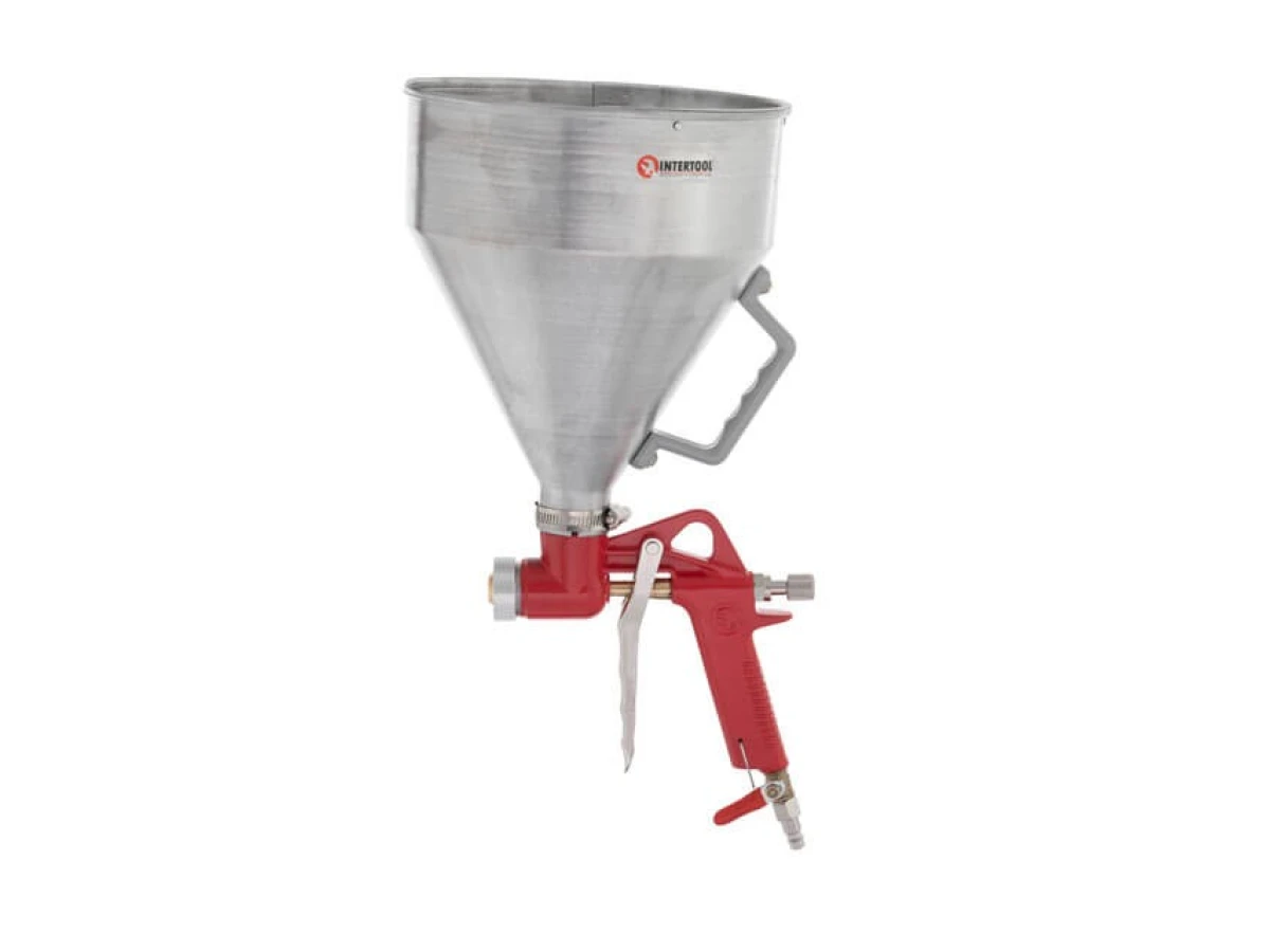 Пістолет для нанесення штукатурки пневматичний, три форсунки: 4, 6, 8 мм, В/Б метал, 6000 мл, 3-6 бар INTERTOOL PT-0401 