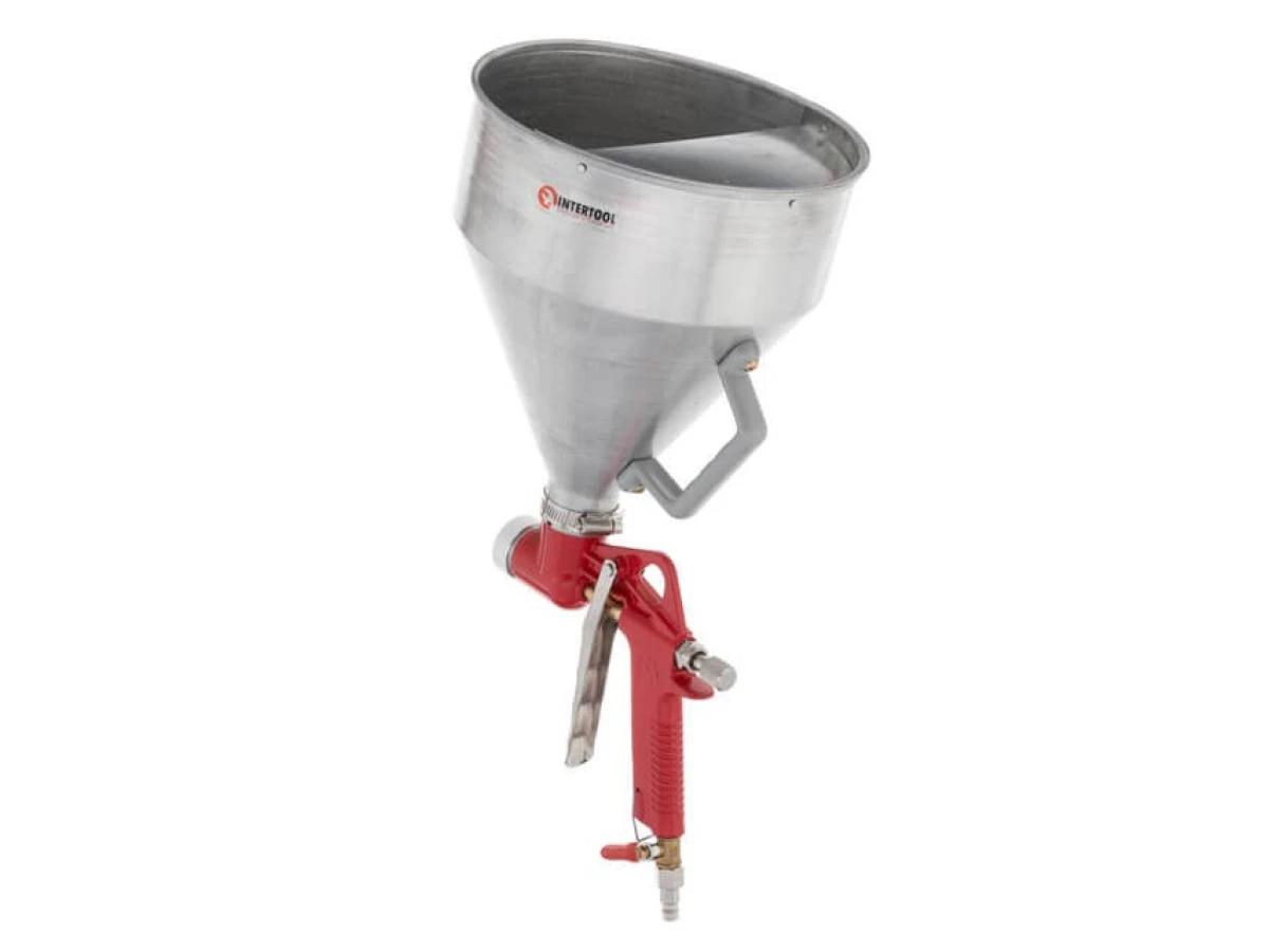 Пістолет для нанесення штукатурки пневматичний, три форсунки: 4, 6, 8 мм, В/Б метал, 6000 мл, 3-6 бар INTERTOOL PT-0401 