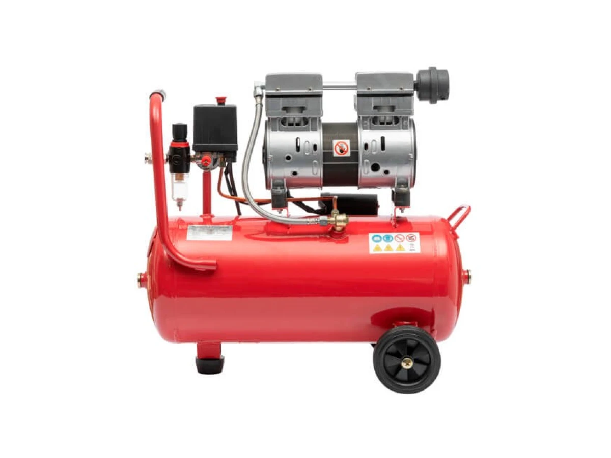 Компресор 24 л, 0.75 кВт, 220 В, 8 aтм, 145 л/хв., малошумний, безмасляний, 2 циліндри INTERTOOL PT-0022 