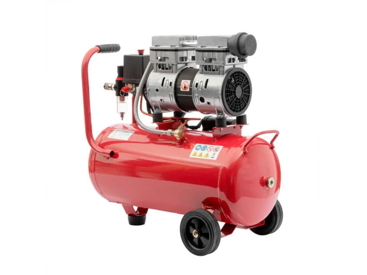 Компресор 24 л, 0.75 кВт, 220 В, 8 aтм, 145 л/хв., малошумний, безмасляний, 2 циліндри INTERTOOL PT-0022 