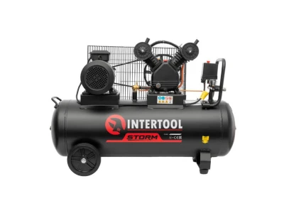 Компресор 100 л, 3 кВт, 380 В, 10 aтм, 500 л/хв., 2 циліндри INTERTOOL PT-0013