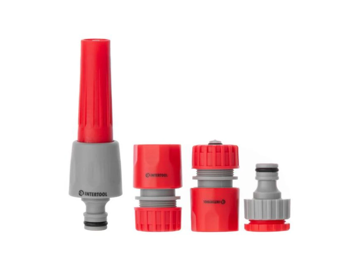 Насадка для поливу з плавним регулюванням потоку води + адаптер з різьбою 1/2", 3/4" і 2 коннектора на шланг 1/2" INTERTOOL GE-0024 