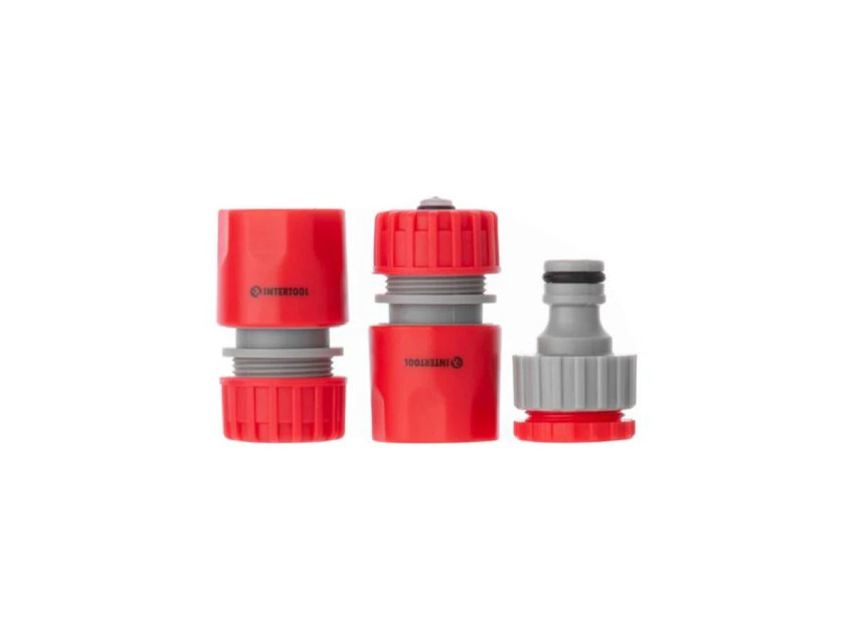 Насадка для поливу з плавним регулюванням потоку води + адаптер з різьбою 1/2", 3/4" і 2 коннектора на шланг 1/2" INTERTOOL GE-0024 