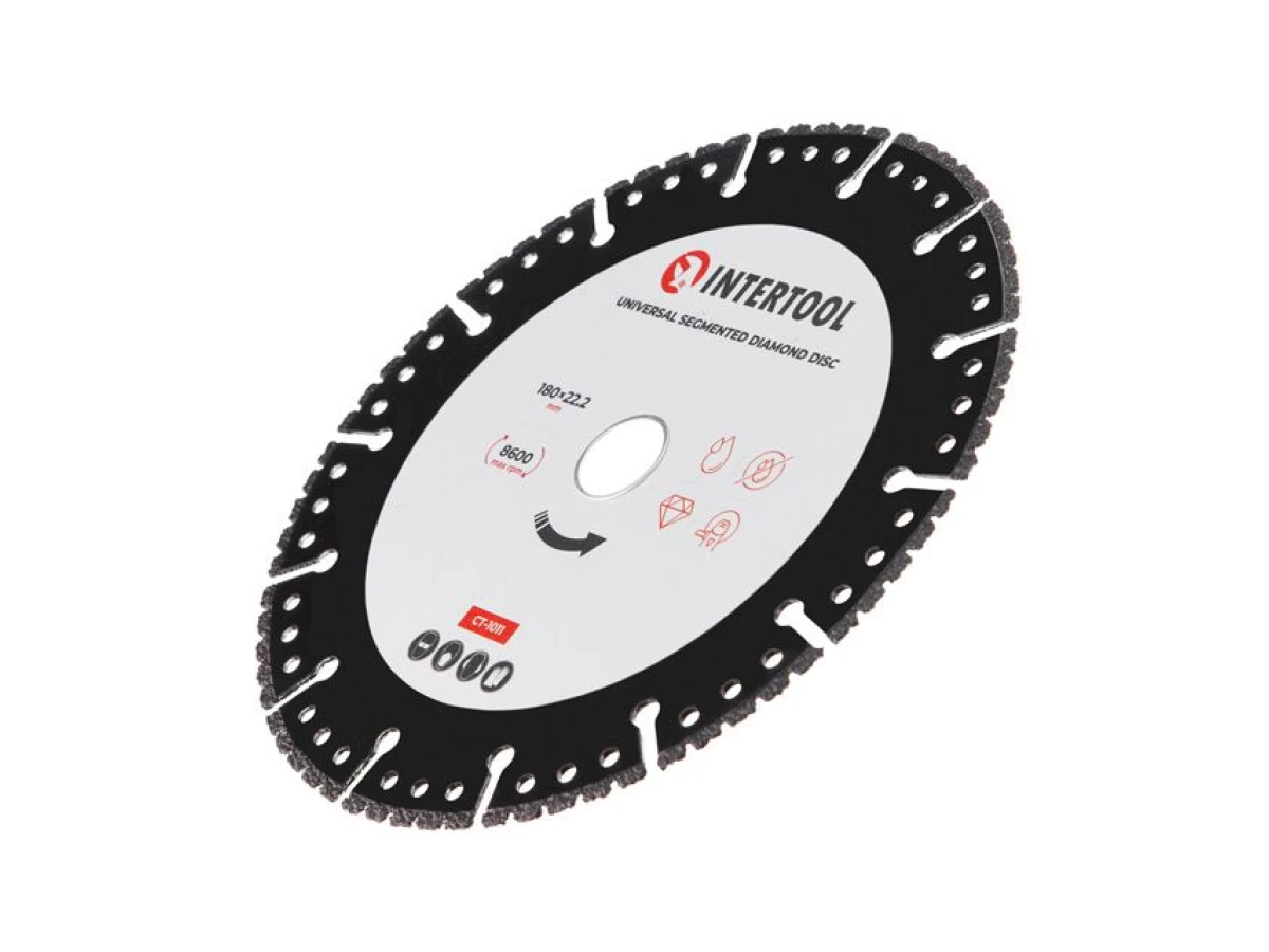 Диск алмазний універсальний сегментний 180*22.2 на кутову шліфувальну машину INTERTOOL CT-1011 