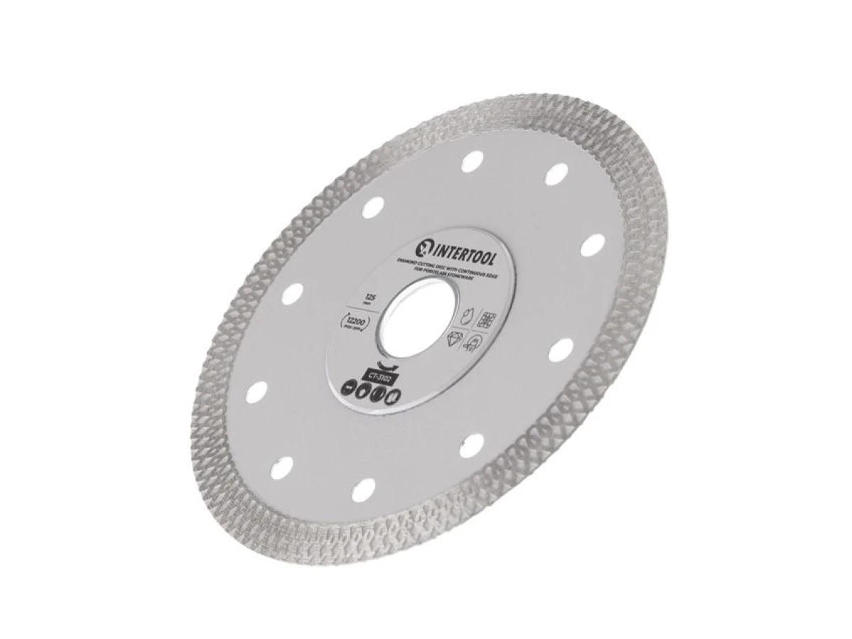 Диск алмазний відрізний з суцільною кромкою 125мм, по керамограніту INTERTOOL CT-3102 