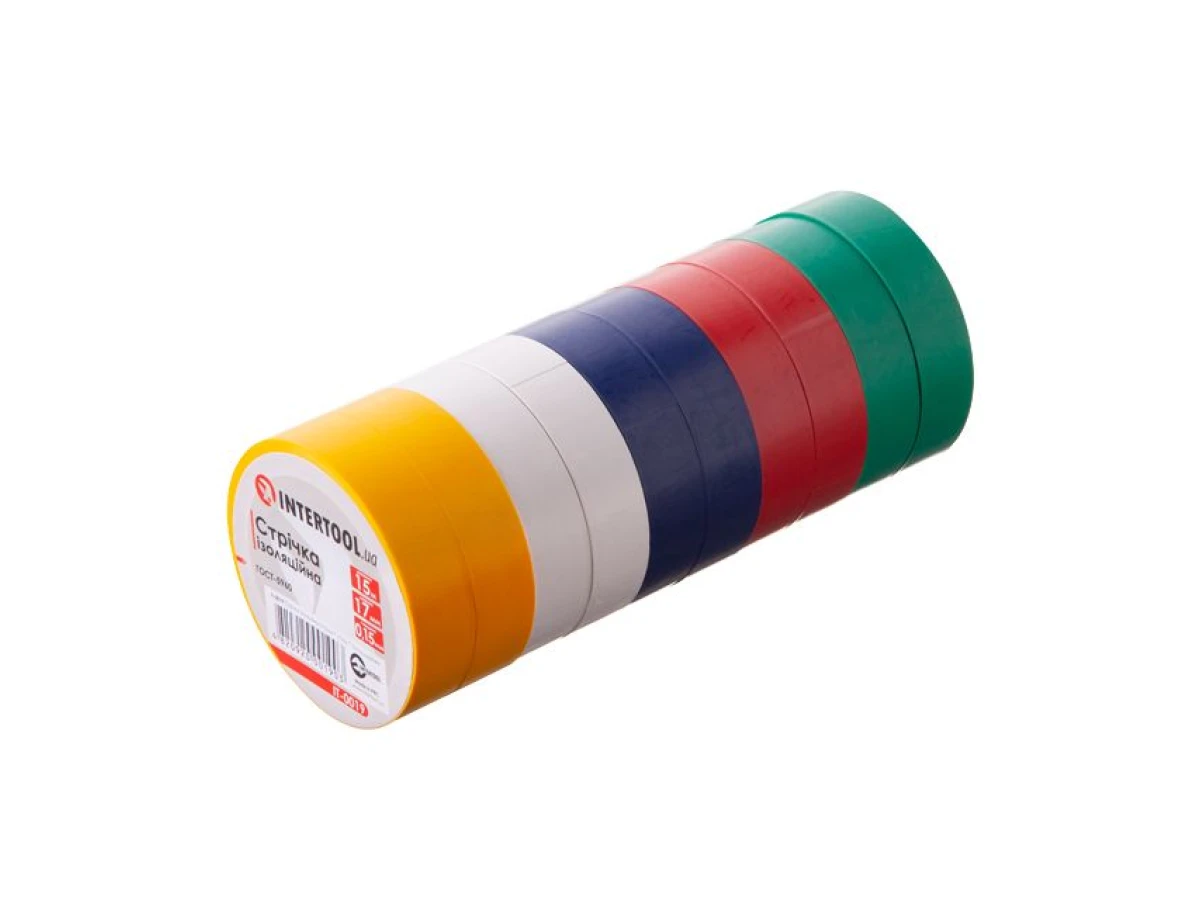 Стрічка ізоляційна 0.15mm x 17mm x 15m кольорова INTERTOOL IT-0019 