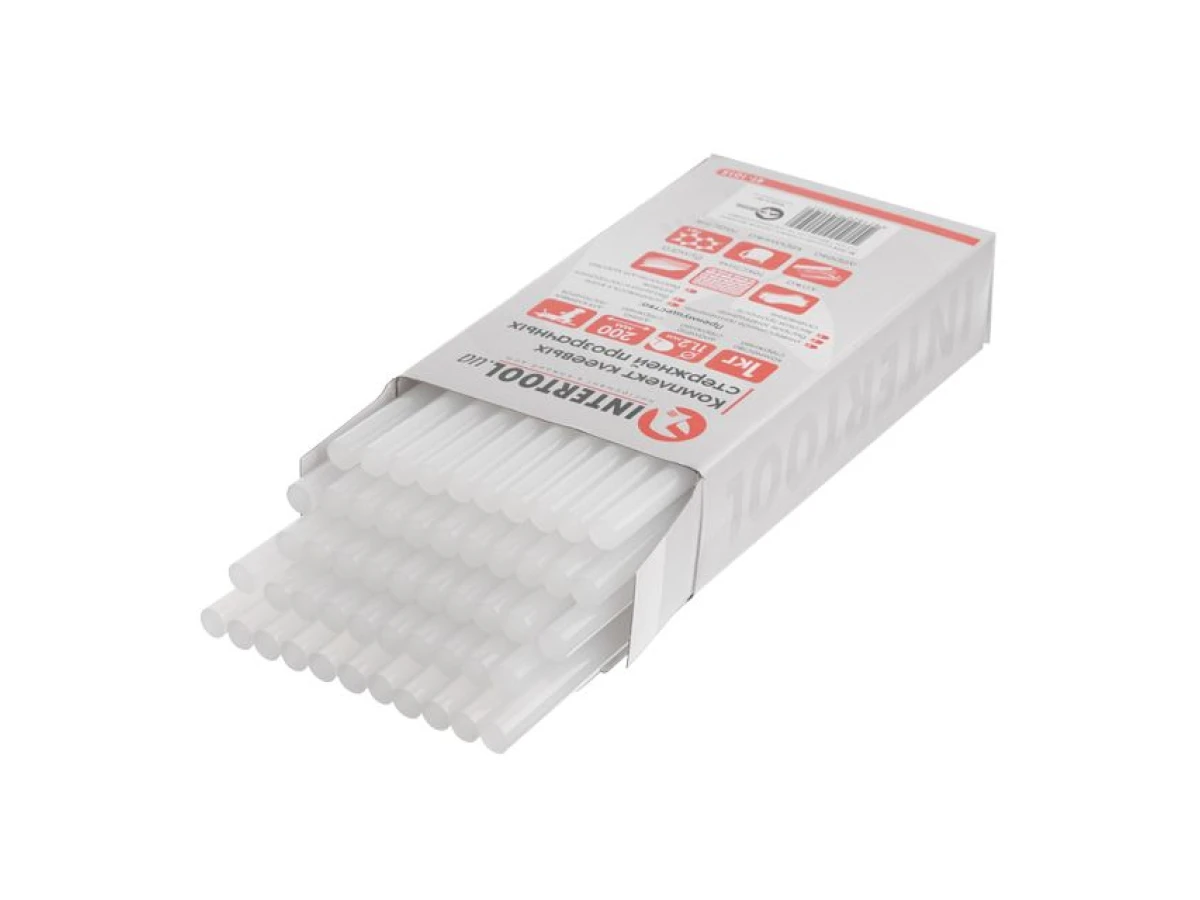 Комплект стрижнів клейових прозорих 11,2 мм x 200 мм, уп. 1 кг INTERTOOL RT-1015 