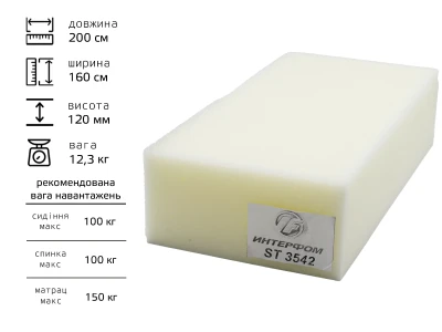 Поролон листовий ST 35-42 (120мм*1.6м*2м)