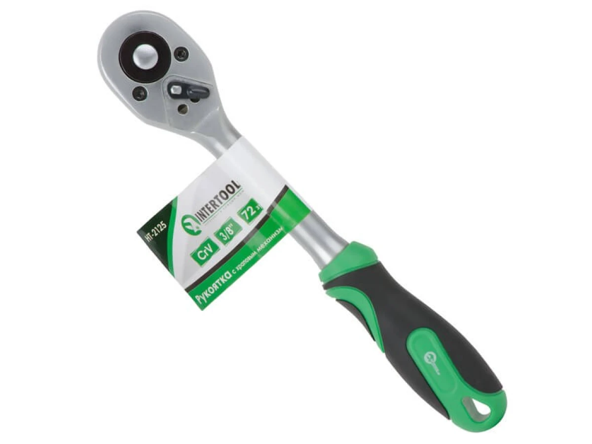 Рукоятка з храповим механізмом на 72 зубця 3/8", Cr-V INTERTOOL HT-2125 