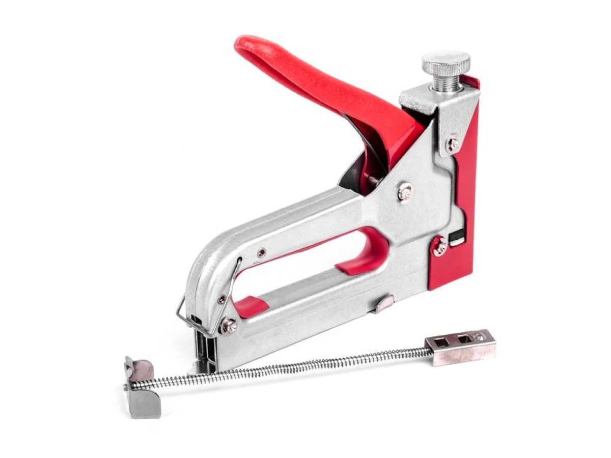 Пістолет скобозабивний механічний, скоба 11.3 x 0.7 x 4.0 - 14.0 мм, з прогумованою рукояткою (сталевий корпус) INTERTOOL RT-0102 