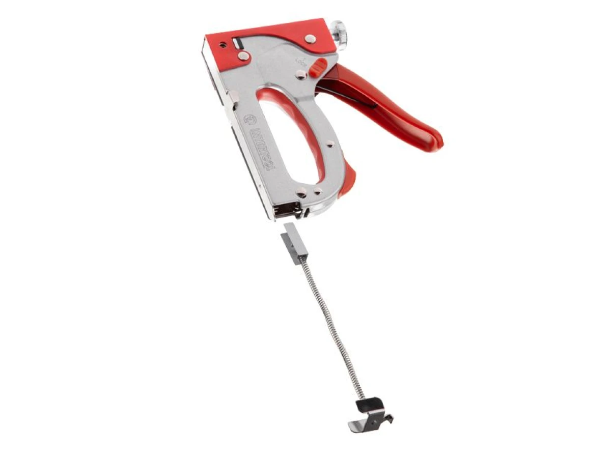 Пістолет скобозабивний механічний, скоба 11.3 x 0.7 x 4.0 - 14.0 мм, з прогумованою рукояткою (сталевий корпус) INTERTOOL RT-0102 