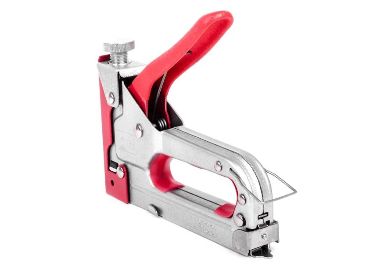 Пістолет скобозабивний механічний, скоба 11.3 x 0.7 x 4.0 - 14.0 мм, з прогумованою рукояткою (сталевий корпус) INTERTOOL RT-0102 