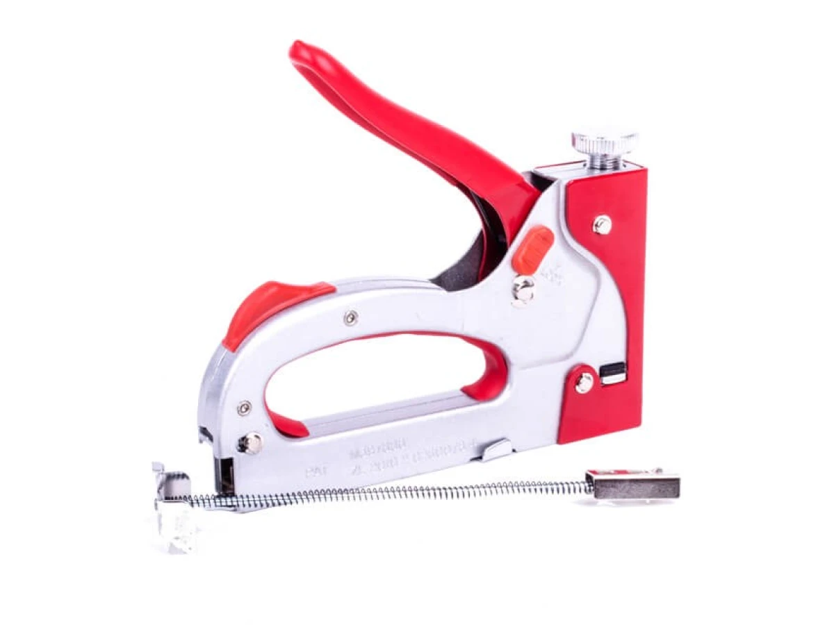 Пістолет скобозабивний механічний, скоба 11.3 x 0.7 x 4.0 - 14.0 мм, прогумована рукоятка (сталевий корпус) INTERTOOL RT-0201 