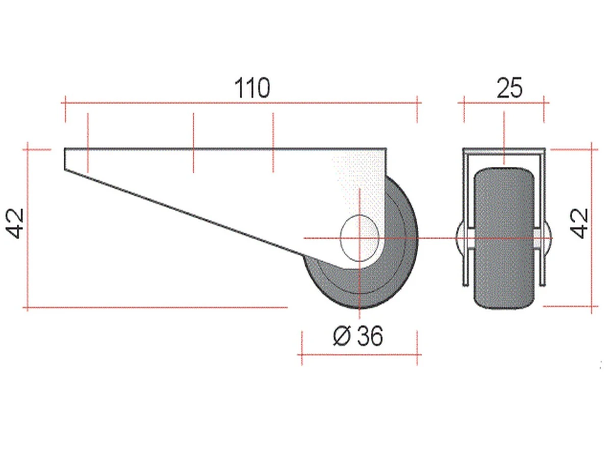 Ролик мебельный К-241А (Н-42) (резина) 