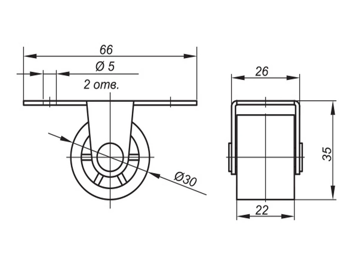 Ролик мебельний К-251 А (резина) 