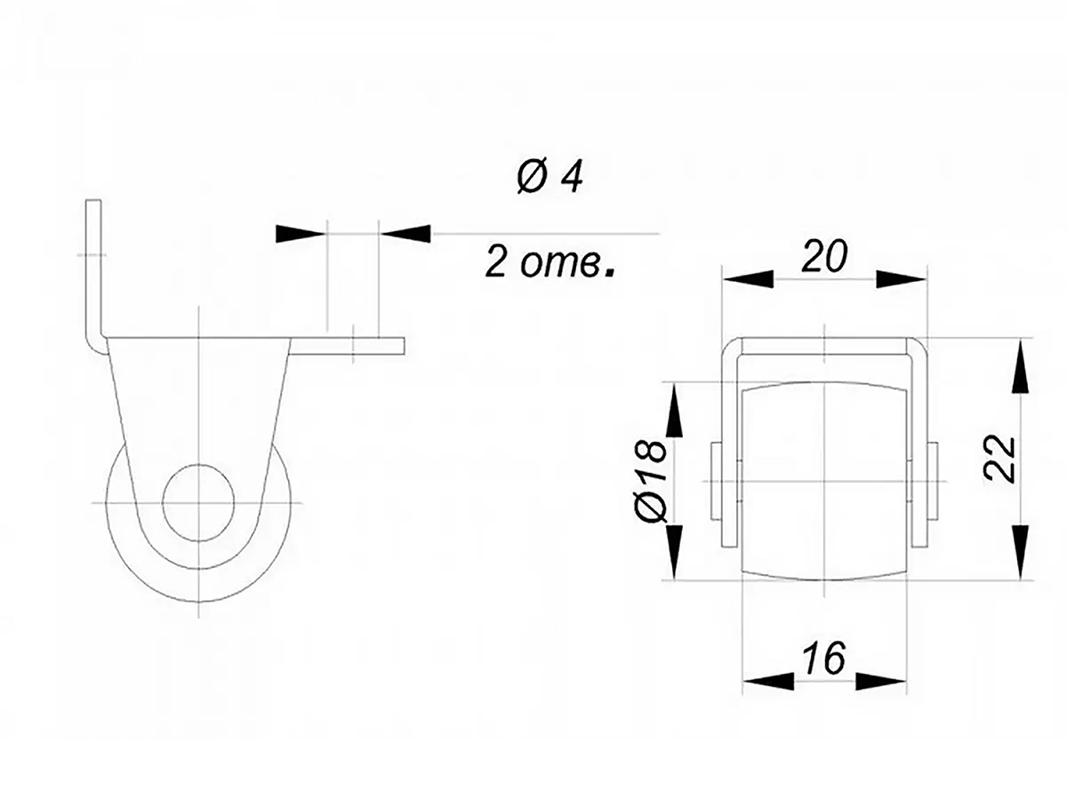 Ролик мебельный К-253 А Ю (пластик) 