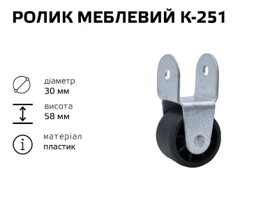 Ролик меблевий К-251 (пластик)