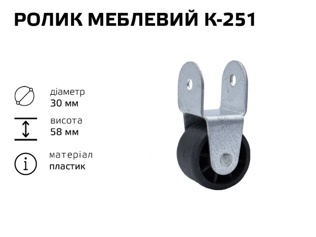Ролик меблевий К-251 (пластик) 