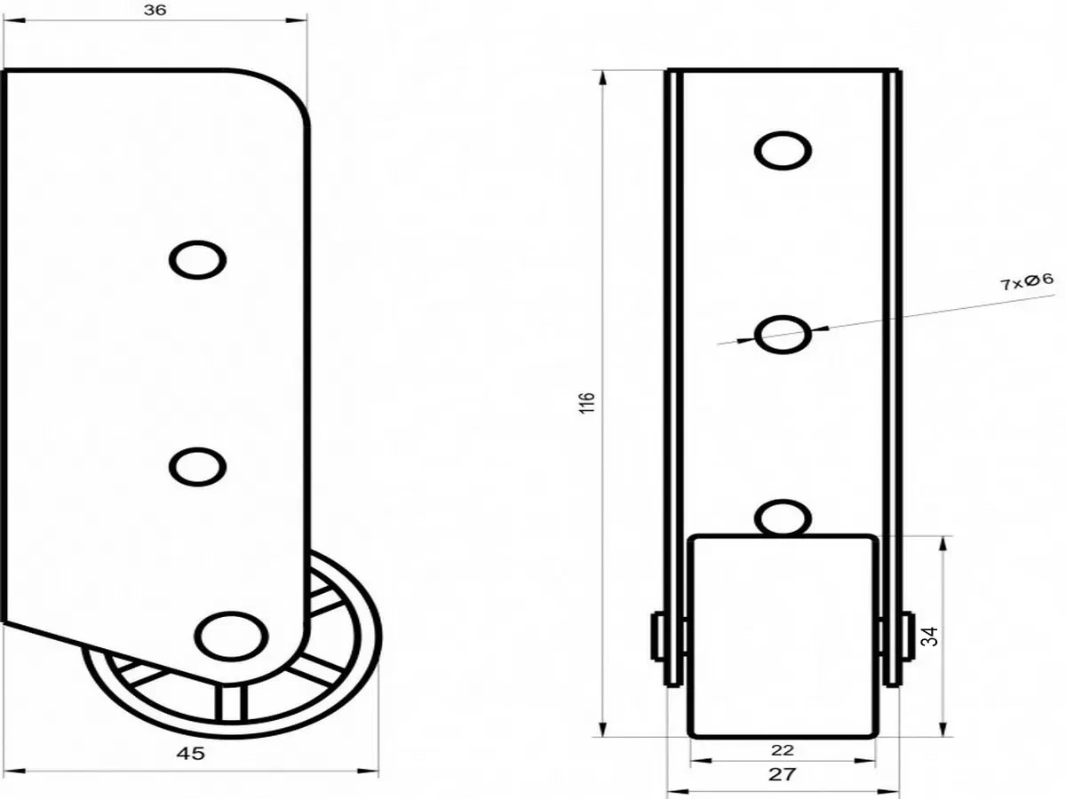 Ролик меблевий К-252 (пластик) 