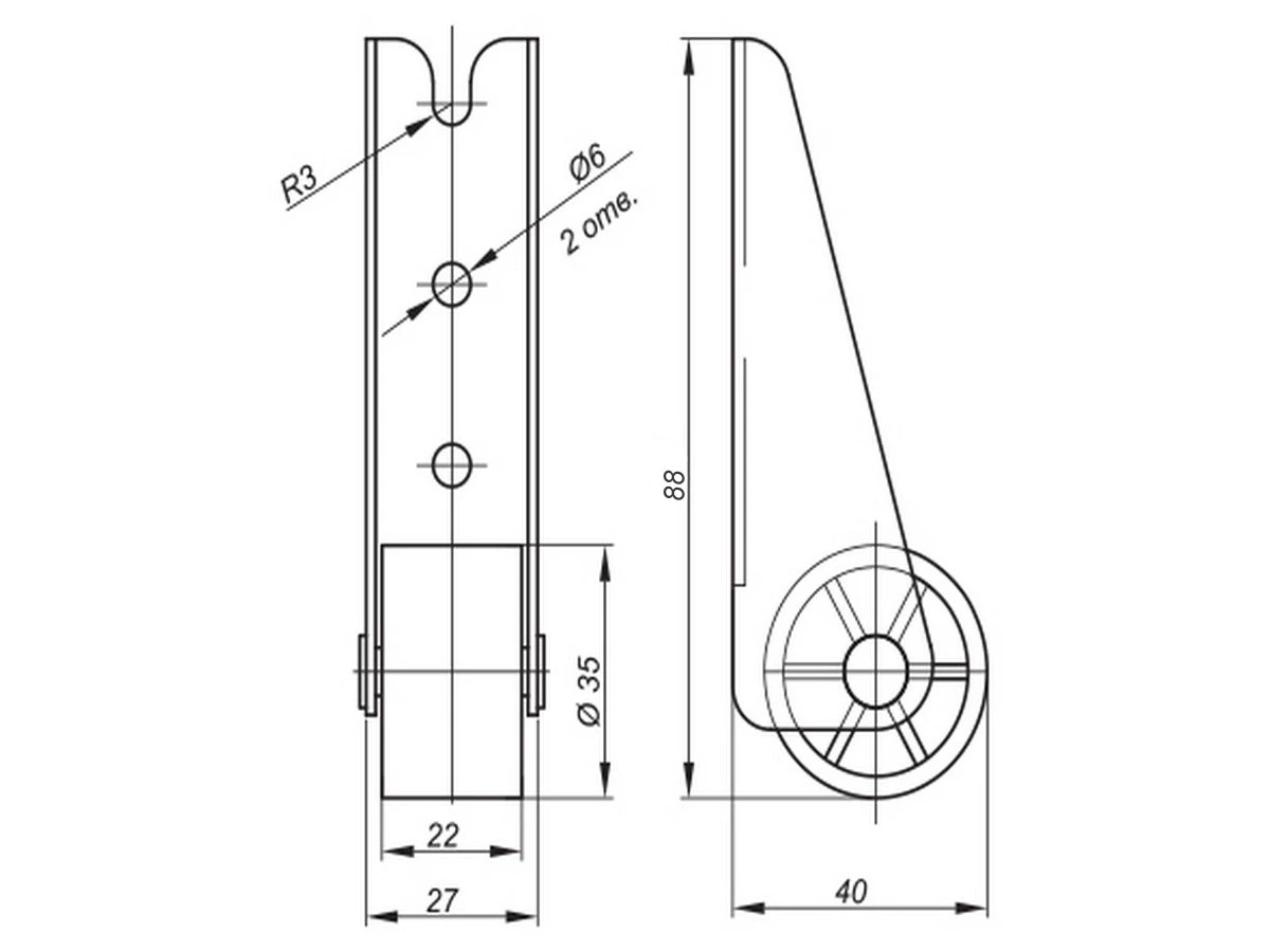 Ролик меблевий К-241В 
