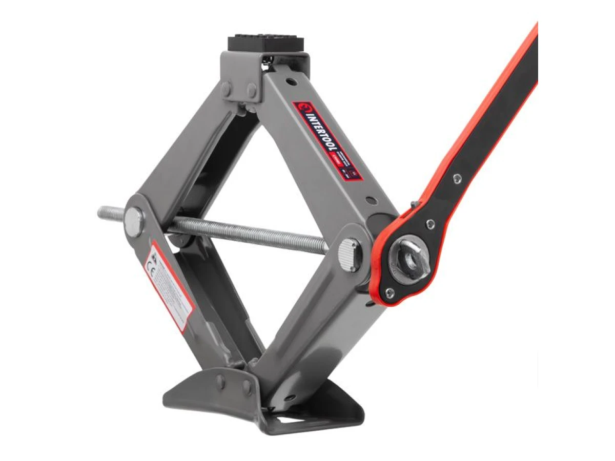 Домкрат механический ромбовидный 1,5т. с трещеткой, резиновый упор INTERTOOL GT0183 