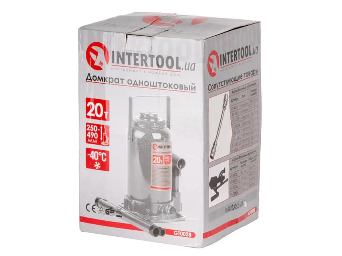 Домкрат "столбик" одноштоковый 20 т INTERTOOL GT0028 