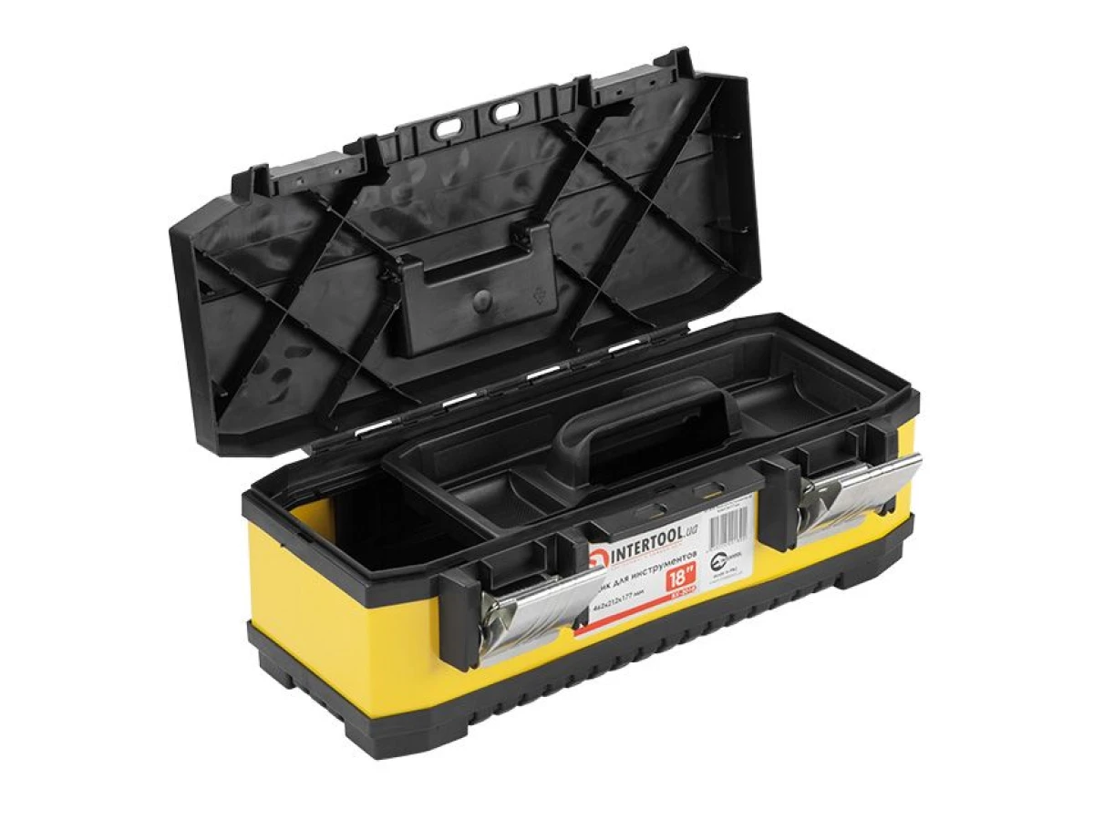 Ящик для инструментов, с металлическими замками, 18" 462*212*177 мм INTERTOOL BX-2018 