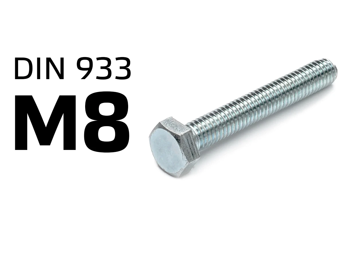 Болт DIN-933 шестигранний М8, повне різьблення 