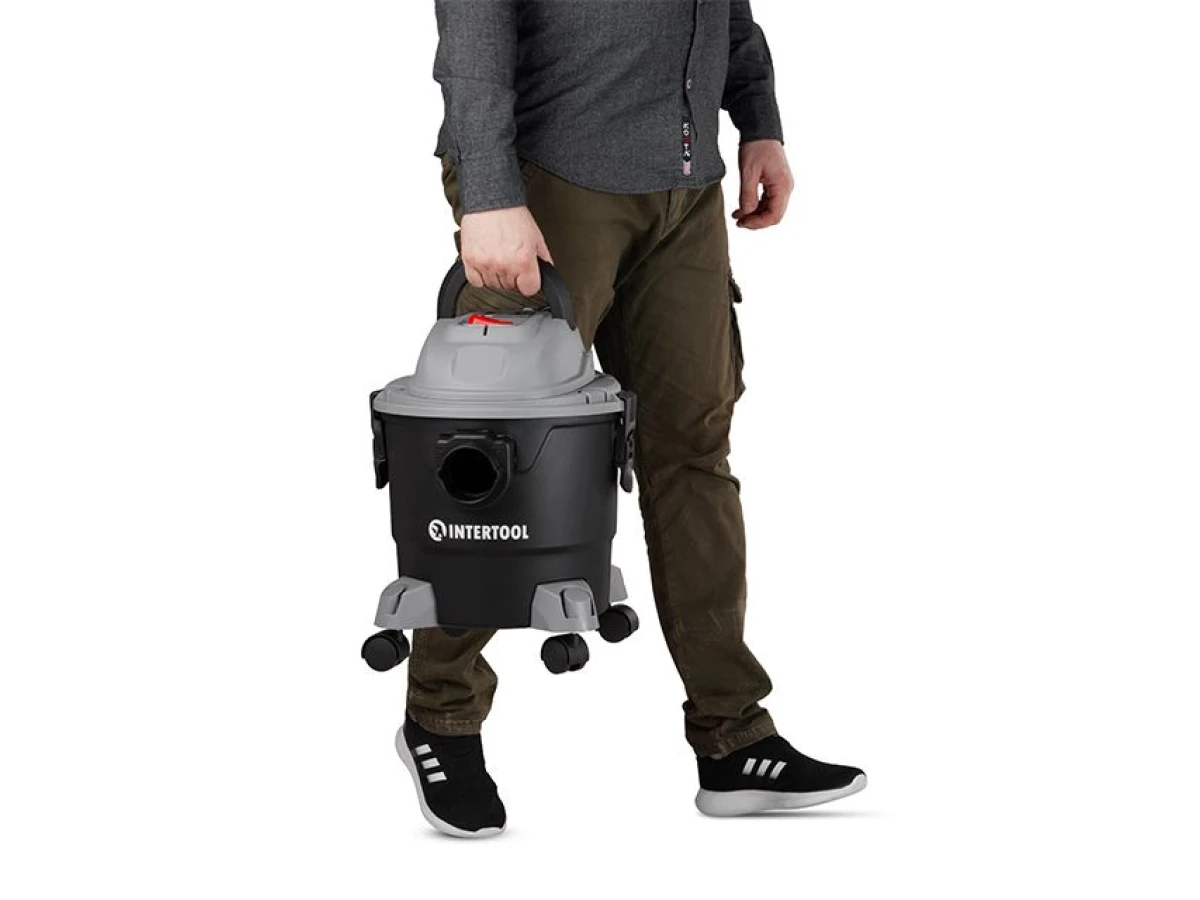 Пилосос будівельний 1.0 кВт, бак 15 л., пластик, >17кПа INTERTOOL DT-1015 