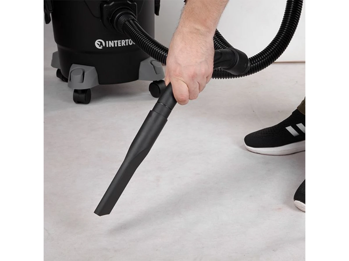 Пилосос будівельний 1.0 кВт, бак 15 л., пластик, >17кПа INTERTOOL DT-1015 