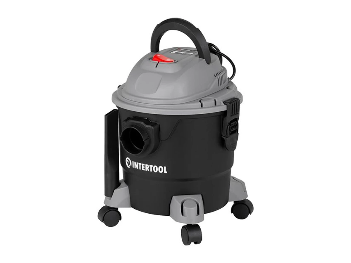 Пилосос будівельний 1.0 кВт, бак 15 л., пластик, >17кПа INTERTOOL DT-1015 