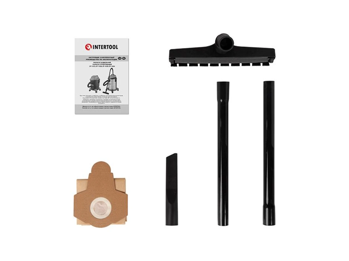 Пилосос будівельний 1.0 кВт, бак 15 л., пластик, >17кПа INTERTOOL DT-1015 