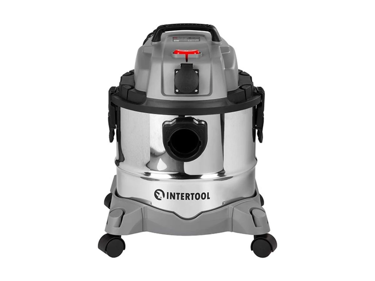 Пилосос будівельний 1.4 кВт, бак 20 л., нержавійна сталь 410, >17кПа, розетка, HEPA фільтр INTERTOOL DT-1025 