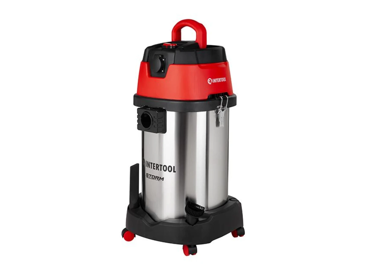 Пилосос будівельний 1.4 кВт 2 Stage, бак 30 л., нержавійна сталь 201, >20кПа, розетка, HEPA фільтр, STORM INTERTOOL WT-1430 