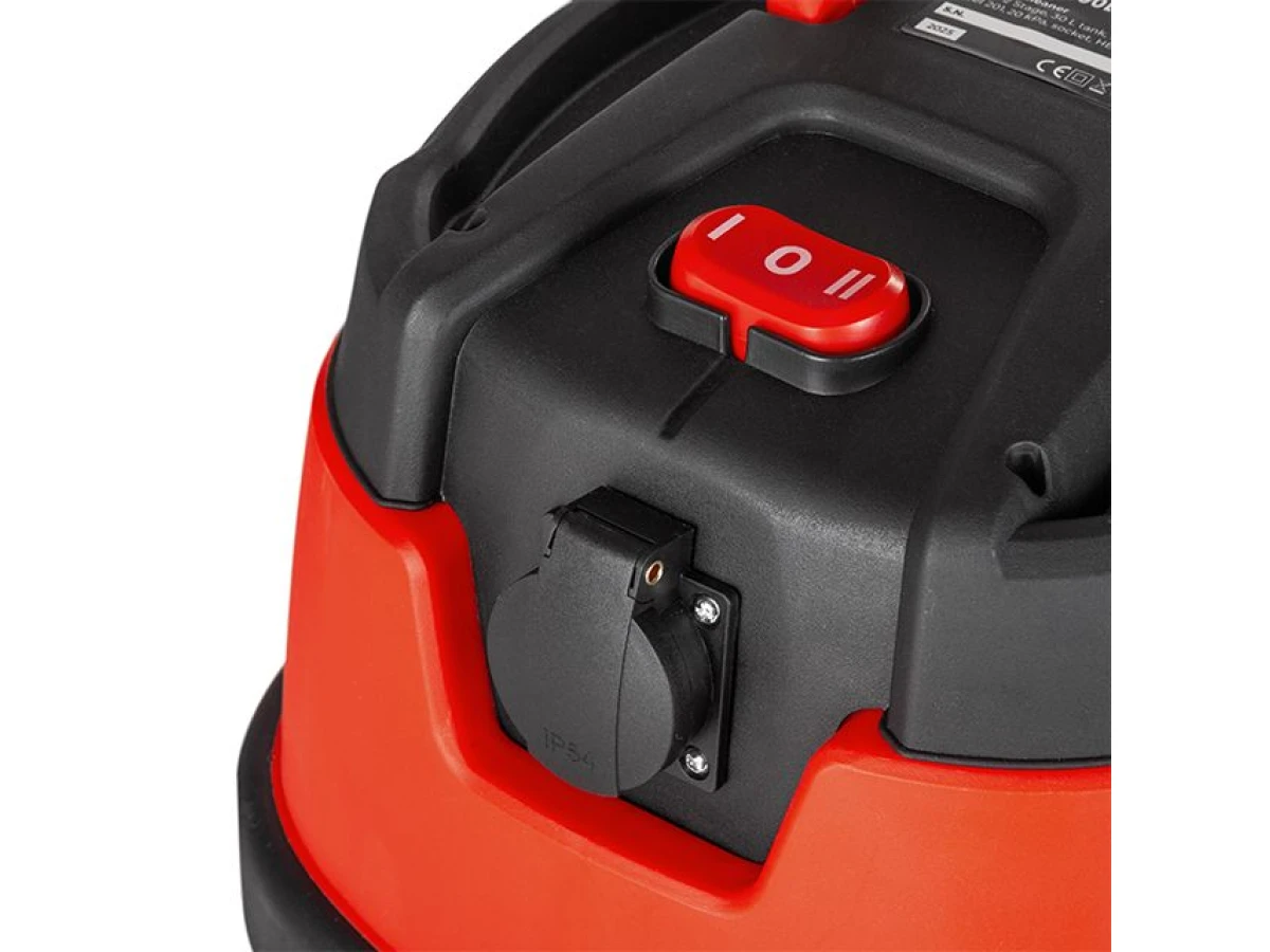 Пилосос будівельний 1.4 кВт 2 Stage, бак 30 л., нержавійна сталь 201, >20кПа, розетка, HEPA фільтр, STORM INTERTOOL WT-1430 