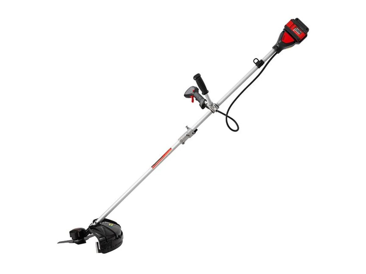 Триммер аккумуляторный с бесщеточным двигателем 40 В (2х20 В), 6000 об/мин, диаметр вращения диска/лески 255/350 мм, катушка + 3-х зуб.нож, без ЗУ АКБ INTERTOOL WT-9213 