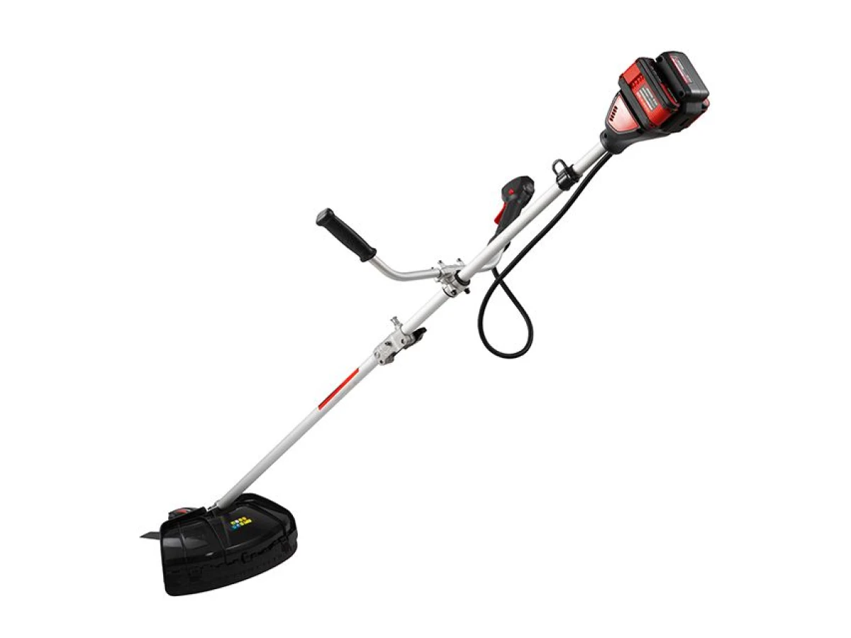 Триммер аккумуляторный с бесщеточным двигателем 40 В (2х20 В), 6000 об/мин, диаметр вращения диска/лески 255/350 мм, катушка + 3-х зуб.нож, без ЗУ АКБ INTERTOOL WT-9213 