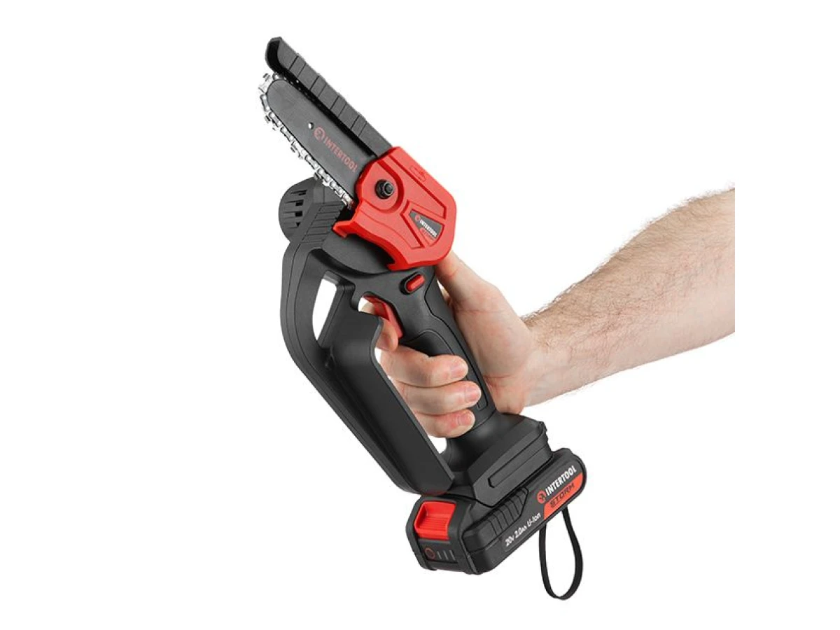 Мини-пила цепная аккумуляторная 20 В, шина 10 см, 4 м/с, литий-ион, 2.0 Ач, ЗУ 2А, STORM INTERTOOL WT-9109 