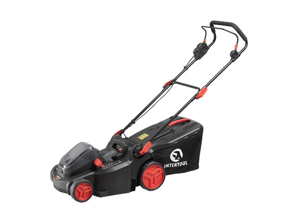 Газонокосилка аккумуляторная с бесщеточным двигателем 40 В (2х20В), 3500об/мин, ширина захвата 370 мм, высота среза 25-75мм, контейнер 40л, без ЗУ АКБ INTERTOOL WT-9216 
