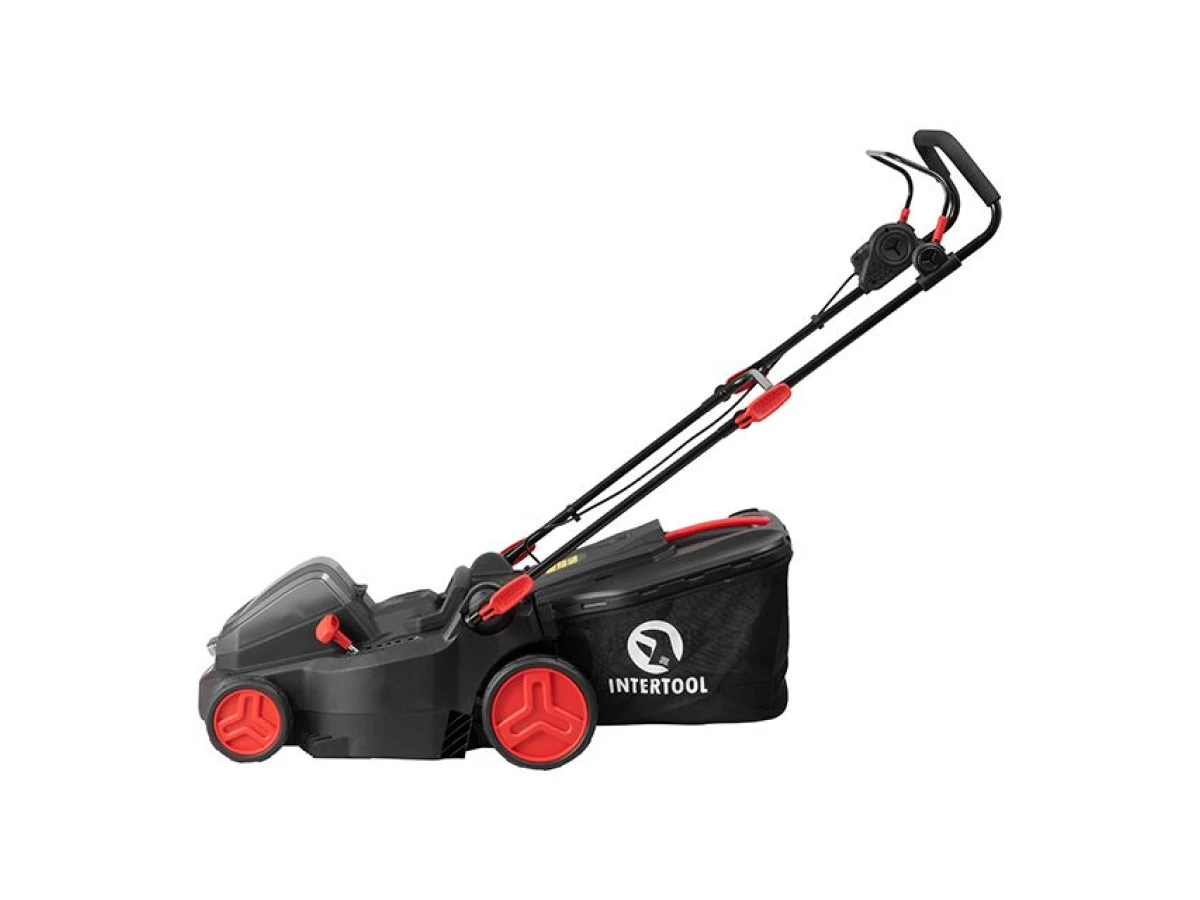 Газонокосилка аккумуляторная с бесщеточным двигателем 40 В (2х20В), 3500об/мин, ширина захвата 370 мм, высота среза 25-75мм, контейнер 40л, без ЗУ АКБ INTERTOOL WT-9216 