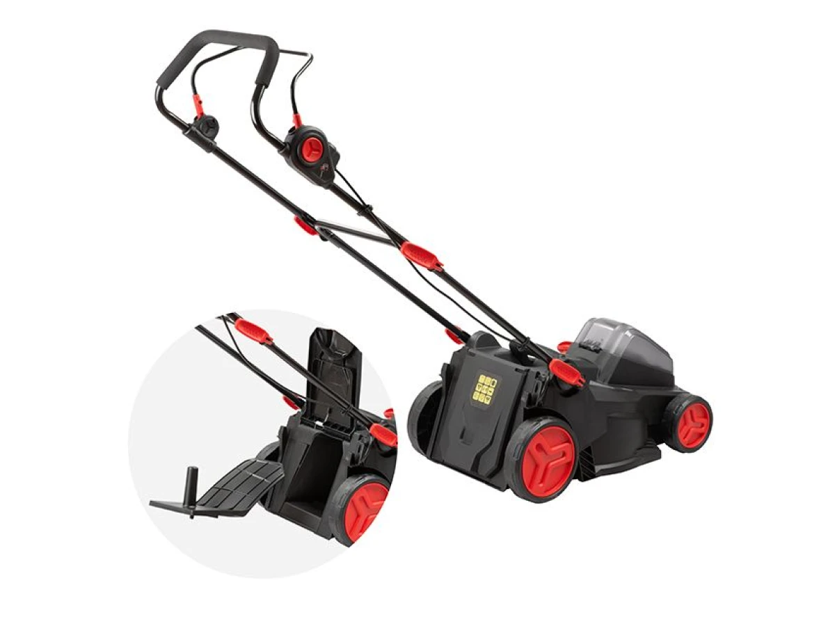 Газонокосилка аккумуляторная с бесщеточным двигателем 40 В (2х20В), 3500об/мин, ширина захвата 370 мм, высота среза 25-75мм, контейнер 40л, без ЗУ АКБ INTERTOOL WT-9216 