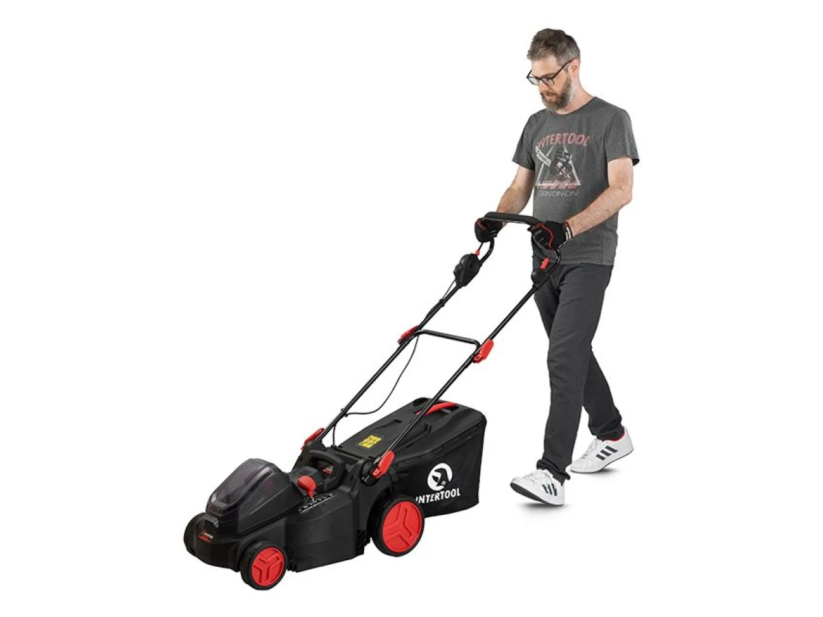 Газонокосилка аккумуляторная с бесщеточным двигателем 40 В (2х20В), 3500об/мин, ширина захвата 370 мм, высота среза 25-75мм, контейнер 40л, без ЗУ АКБ INTERTOOL WT-9216 