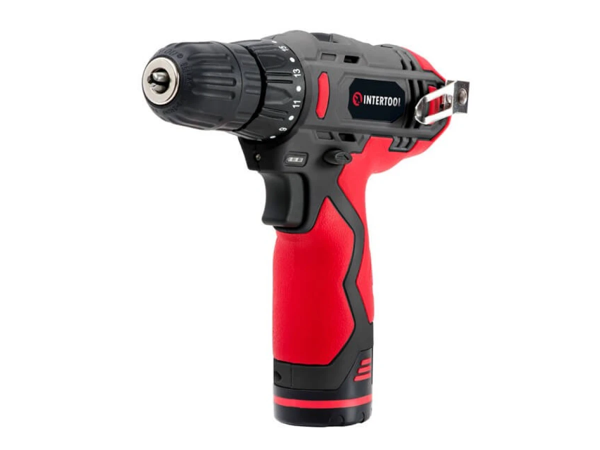 Дриль-шурупокрут акумуляторний 12 В, 30 Нм, 0-350/0-1300 об/хв., 0.8-10 мм, 1.5 Аг INTERTOOL DT-0310 