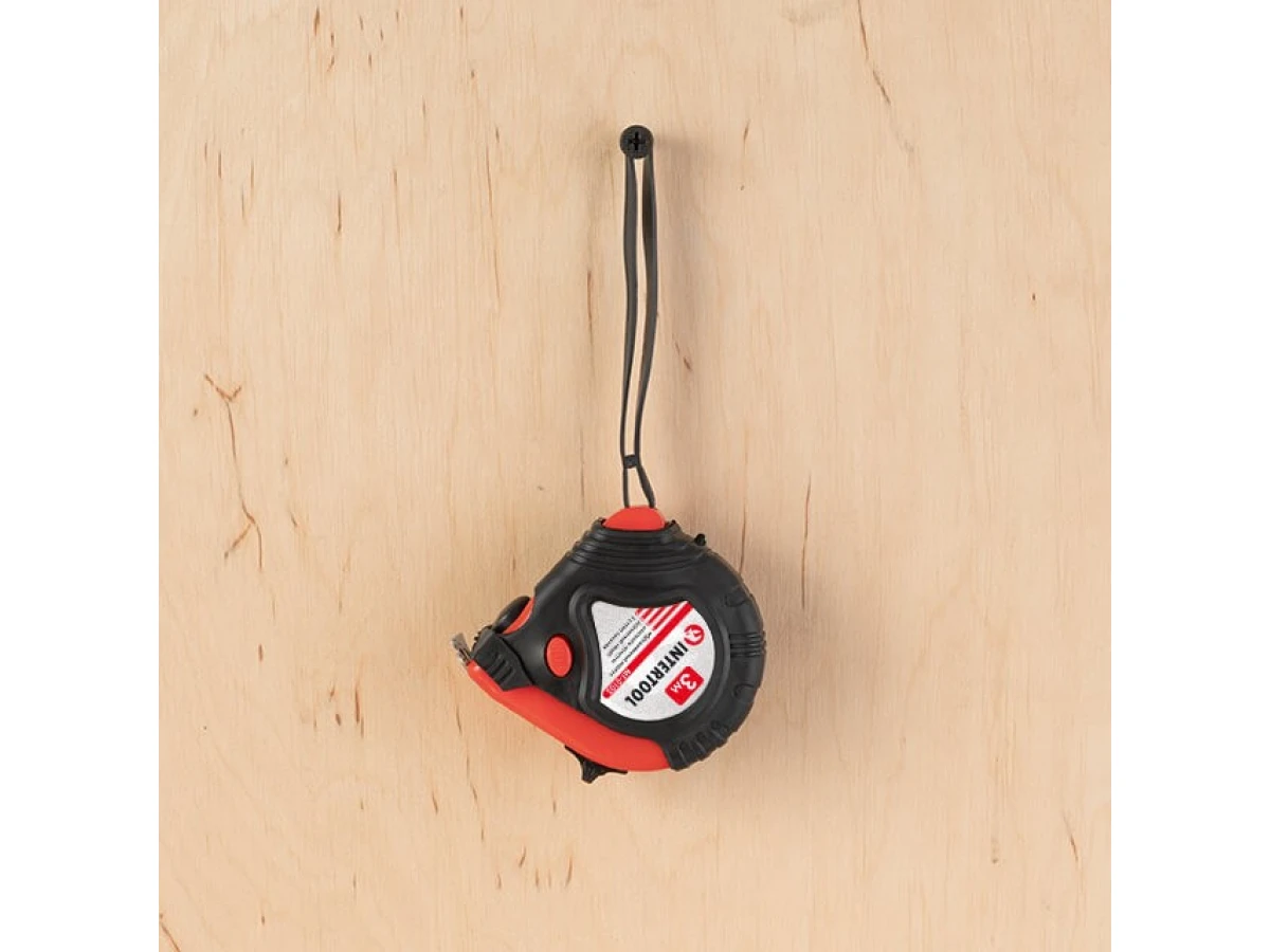 Рулетка с металлическим полотном 3 м*16 мм, три стопора полотна INTERTOOL MT-0103 