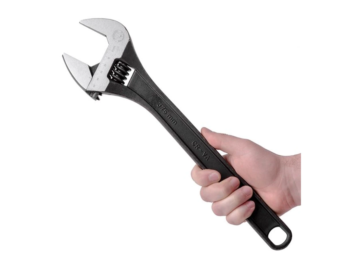 Ключ разводной 380 мм, Cr-V, черный, фосфатированный INTERTOOL XT-0065 