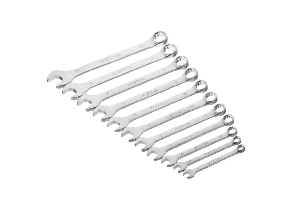 Набір ключів комбінованих 11 од., 7-19 мм, Cr-V INTERTOOL HT-1250 