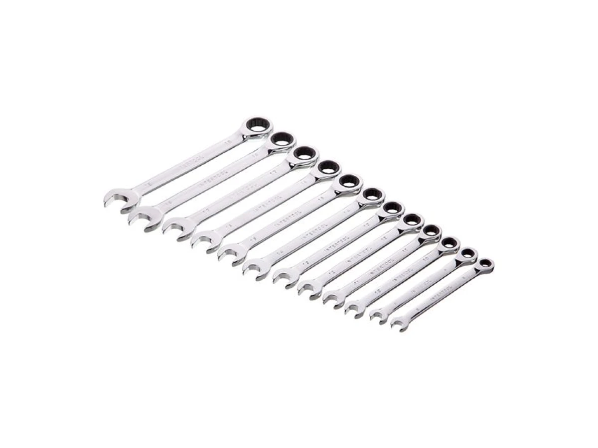 Набор ключей комбинированных с храповым механизмом 12ед., 8-19мм (8-9-10-11-12-13-14-15-16-17-18-19) Cr-V; PROF DIN3113 INTERTOOL XT-1305 