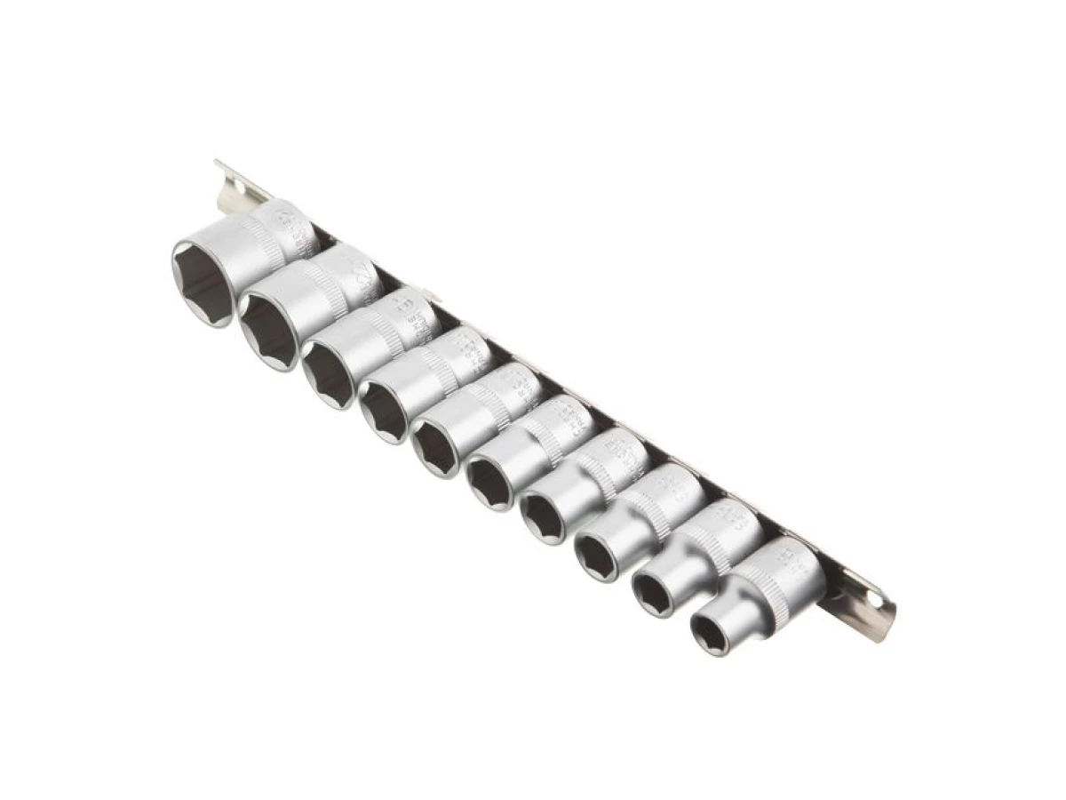 Набір головок на планці: 10, 11, 12, 13, 14, 15, 17, 19, 22, 24 - 1/2", 10 од. INTERTOOL ET-6011 